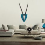 Grey contemporary modern sofa with lamp